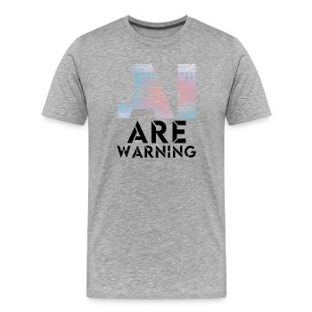 Alerte IA Prudence Intelligence Artificielle - T-shirt bio Premium Homme - gris chiné - Devant - Damien (186cm)