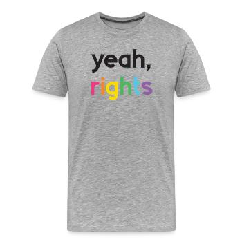 Pride Month LGBT - Yeah, Rights - Men's Premium Organic T-Shirt - heather grey - Front - Damien (186cm)