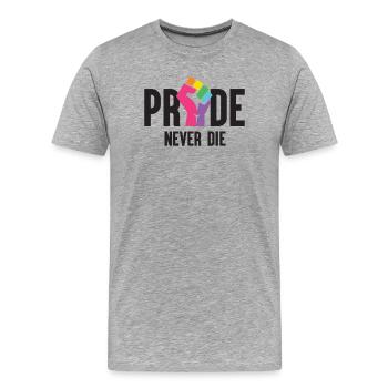 Pride Month LGBT - Pride Never Die - Männer Premium Bio T-Shirt - Grau meliert - Vorne - Damien (186cm)