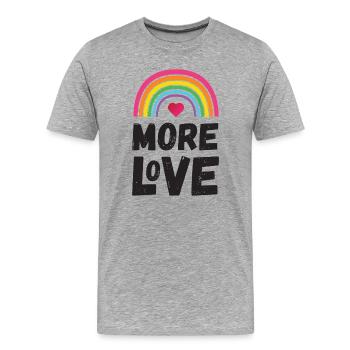 Pride Month LGBT - Mehr Liebe - Männer Premium Bio T-Shirt - Grau meliert - Vorne - Damien (186cm)
