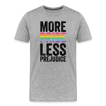 Pride Month LGBT - More Pride, Less Prejudice - Men's Premium Organic T-Shirt - heather grey - Front - Damien (186cm)