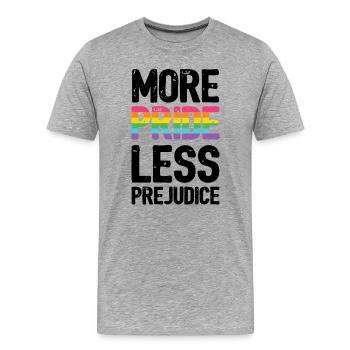 LGBT Pride Month - More Pride. Less Prejudice. - Men's Premium Organic T-Shirt - heather grey - Front - Damien (186cm)