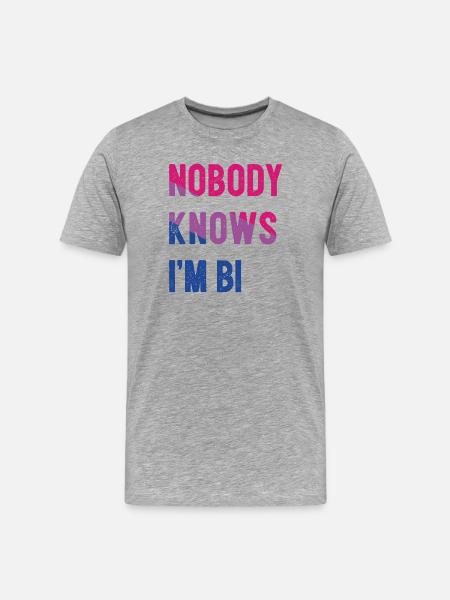 LGBT Pride Month - Nobody Knows I'm Bi - Men's Premium Organic T-Shirt - heather grey