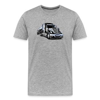 Semi-remorque en chrome et puissance - T-shirt bio Premium Homme - gris chiné - Devant - Damien (186cm)