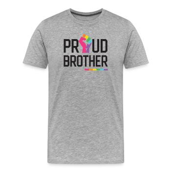 LGBT Pride Month - Proud Brother - Men's Premium Organic T-Shirt - heather grey - Front - Damien (186cm)
