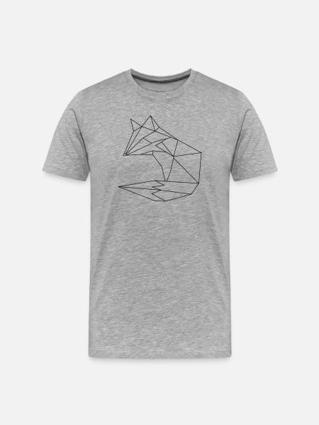 Fuchs im ORGAMI style Liniar - Männer Premium Bio T-Shirt - Grau meliert