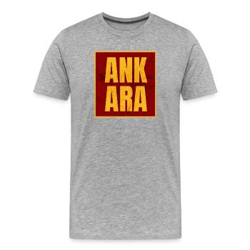 Ankara Capital Letters Yellow Red - Men's Premium Organic T-Shirt - heather grey - Front - Damien (186cm)