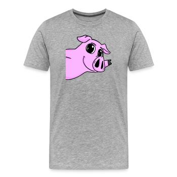 Schwein Gruß Begrüßung - Männer Premium Bio T-Shirt - Grau meliert - Vorne - Damien (186cm)