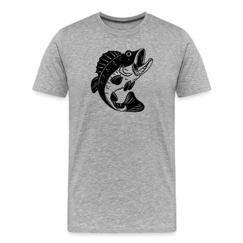 pêche, fan de pêche, canne à pêche - T-shirt bio Premium Homme - gris chiné - Devant - Damien (186cm)