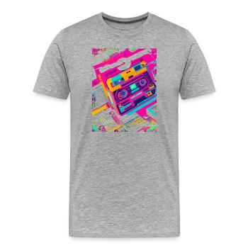 80s Music - Männer Premium Bio T-Shirt - Grau meliert - Vorne - Damien (186cm)