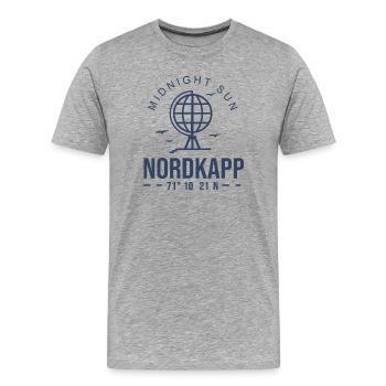 Cadeau du voyage en voiture Nordkapp North Cape Norway - T-shirt bio Premium Homme - gris chiné - Devant - Damien (186cm)