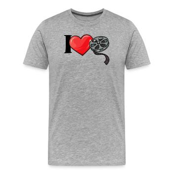 J’aime les films Déclaration de cœur Cinéma Films Cineaste - T-shirt bio Premium Homme - gris chiné - Devant - Damien (186cm)