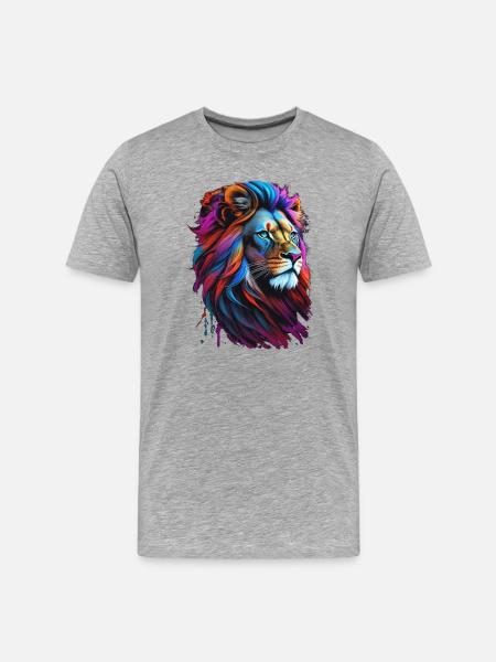 Lion - Men's Premium Organic T-Shirt - heather grey