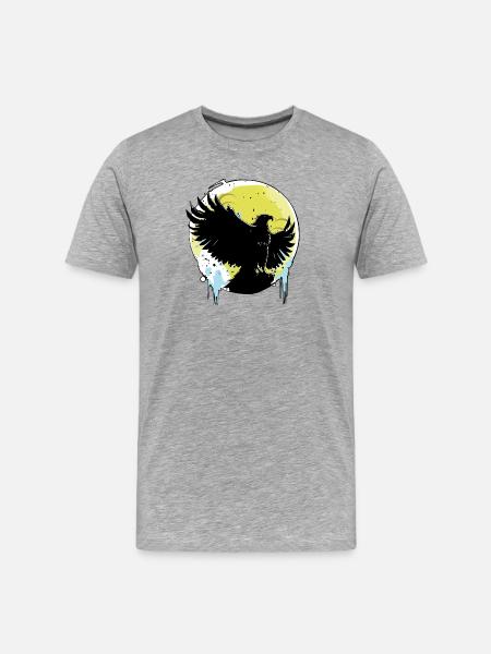 Adler vor Vollmond - Männer Premium Bio T-Shirt - Grau meliert