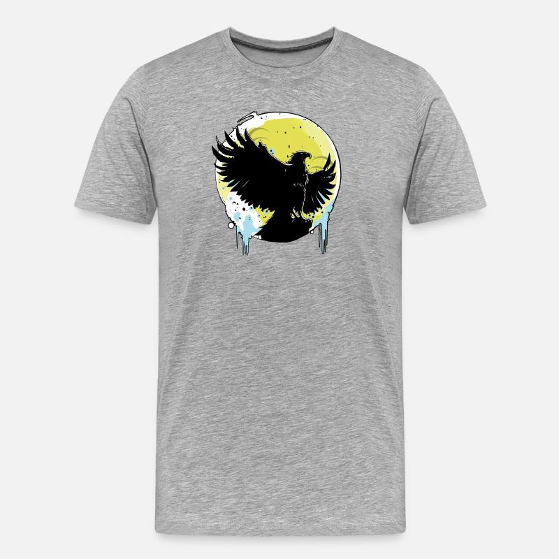 Adler vor Vollmond - Männer Premium Bio T-Shirt - Grau meliert