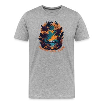 Mountain Creek Tropical Landscape - Men's Premium Organic T-Shirt - heather grey - Front - Damien (186cm)