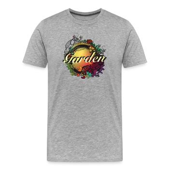 bunter Garten in Jugendstil Glasfenster Optik - Männer Premium Bio T-Shirt - Grau meliert - Vorne - Damien (186cm)