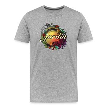 bunter Garten in Jugendstil Glasfenster Optik - Männer Premium Bio T-Shirt - Grau meliert - Vorne - Damien (186cm)