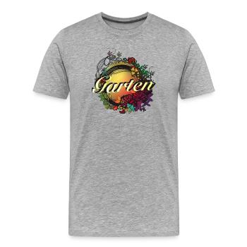 bunter Garten in Jugendstil Glasfenster Optik - Männer Premium Bio T-Shirt - Grau meliert - Vorne - Damien (186cm)
