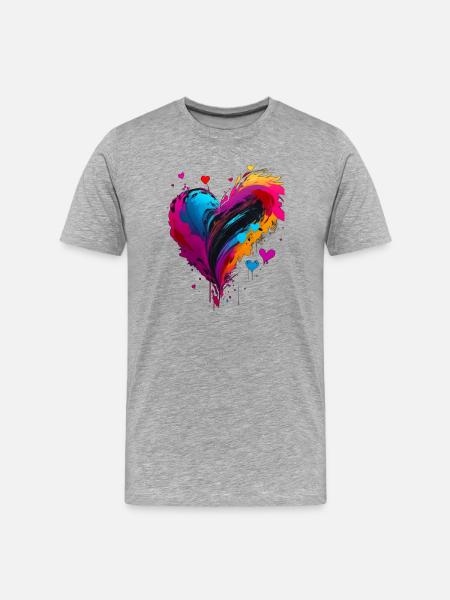 Cœur - T-shirt bio Premium Homme - gris chiné