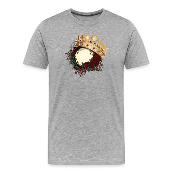 zeitloses Rosen Jugendstil Ornament mit Krone - Männer Premium Bio T-Shirt - Grau meliert - Vorne - Damien (186cm)