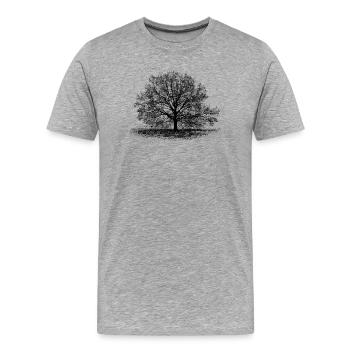 Baum in Schwarz - Männer Premium Bio T-Shirt - Grau meliert - Vorne - Damien (186cm)