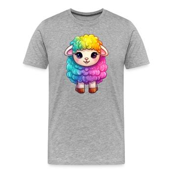 Buntes Schaf Regenbogen LGBTQ Tier Wolle Gender - Männer Premium Bio T-Shirt - Grau meliert - Vorne - Damien (186cm)