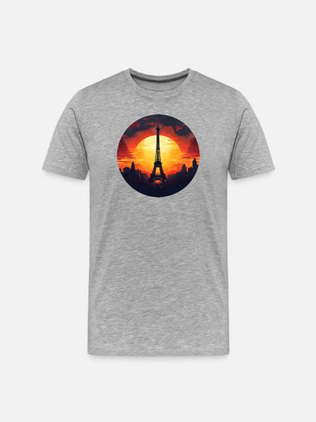 Paris Eiffel Tower at sunset, Romantic - Men's Premium Organic T-Shirt - heather grey