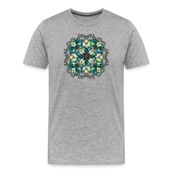Rosace Art Nouveau en verre transparent - T-shirt bio Premium Homme - gris chiné - Devant - Damien (186cm)