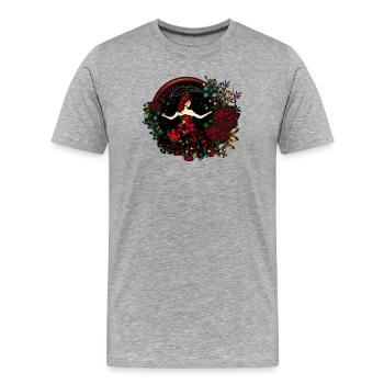 Prinzessin im Garten bei Nacht in Jugendstil Optik - Männer Premium Bio T-Shirt - Grau meliert - Vorne - Damien (186cm)