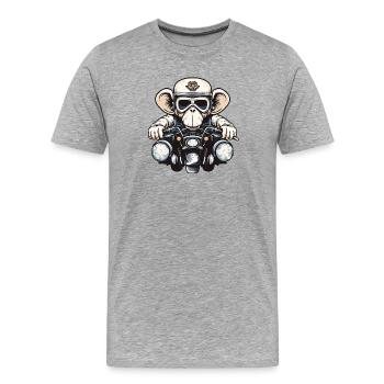 Affe auf Motorrad - Männer Premium Bio T-Shirt - Grau meliert - Vorne - Damien (186cm)