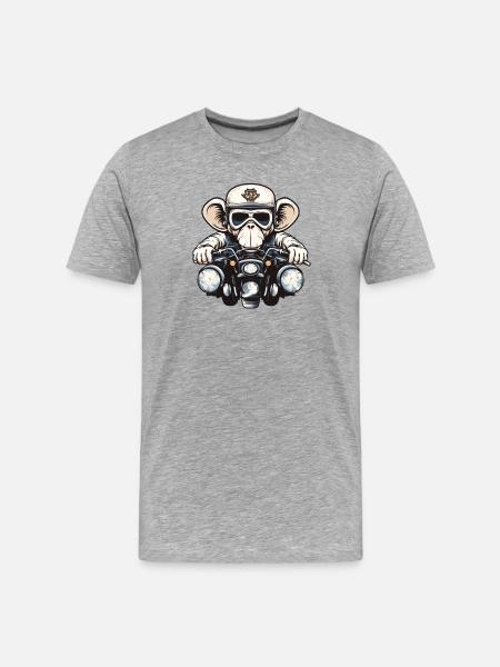 Affe auf Motorrad - Männer Premium Bio T-Shirt - Grau meliert