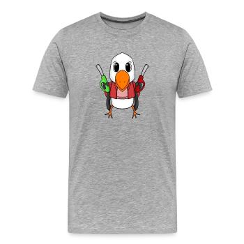 Tankwart Möwe Tankstelle - Männer Premium Bio T-Shirt - Grau meliert - Vorne - Damien (186cm)