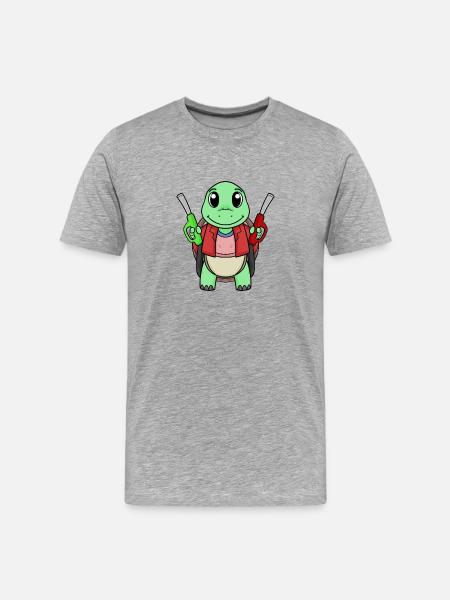 Tankwart Schildkröte Tankstelle - Männer Premium Bio T-Shirt - Grau meliert