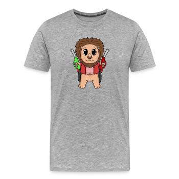 Préposé à la station-service Löwe station-service - T-shirt bio Premium Homme - gris chiné - Devant - Damien (186cm)