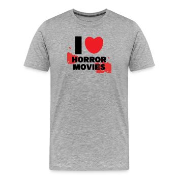 Cinéma Cinéma J’aime les films en streaming coeur - T-shirt bio Premium Homme - gris chiné - Devant - Damien (186cm)