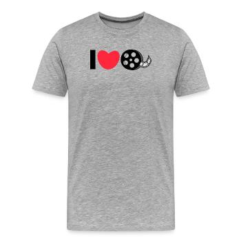 Déclaration de cœur J’aime les films Regarder des films - T-shirt bio Premium Homme - gris chiné - Devant - Damien (186cm)