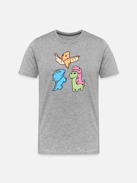 Dinosaurier - Männer Premium Bio T-Shirt - Grau meliert