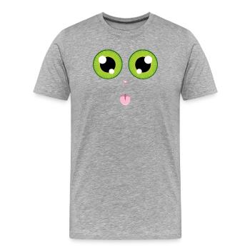 La langue au chat - T-shirt bio Premium Homme - gris chiné - Devant - Damien (186cm)