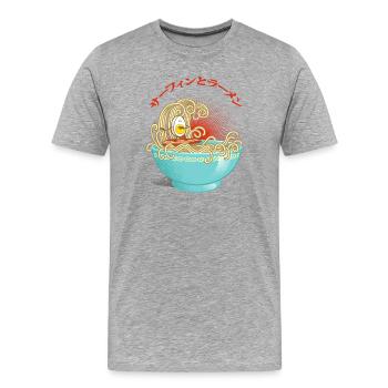 Surf et ramens - T-shirt bio Premium Homme - gris chiné - Devant - Damien (186cm)