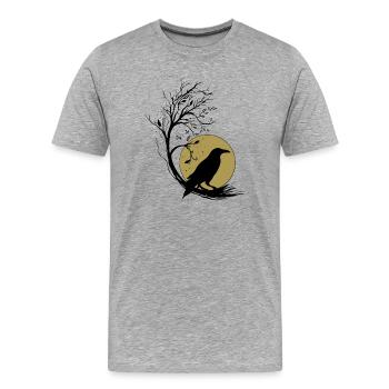 Corbeau Pleine Lune Arbre Magique Automne Gothique Wicca - T-shirt bio Premium Homme - gris chiné - Devant - Damien (186cm)