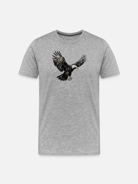 Adler im Landeanflug - Männer Premium Bio T-Shirt - Grau meliert