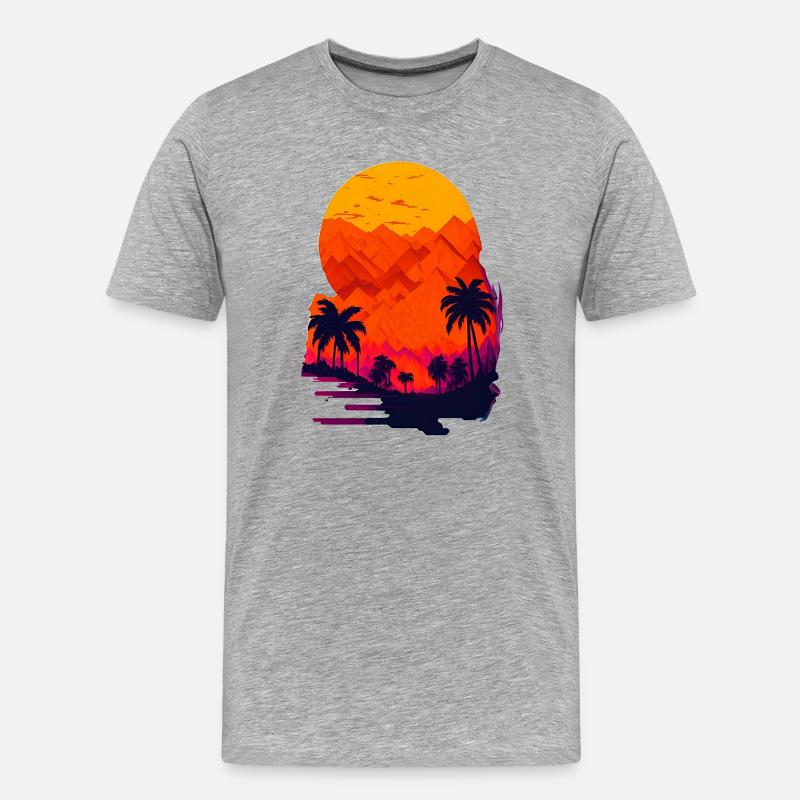 Coucher de soleil dans le désert - T-shirt bio Premium Homme - gris chiné