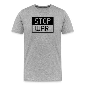 Stoppt den Krieg, keinen Krieg - Männer Premium Bio T-Shirt - Grau meliert - Vorne - Damien (186cm)