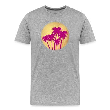 Circle Gold Palm Pink Holiday Deluxe South Seas Luxury - Men's Premium Organic T-Shirt - heather grey - Front - Damien (186cm)