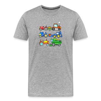 Véhicules de chantier - T-shirt bio Premium Homme - gris chiné - Devant - Damien (186cm)