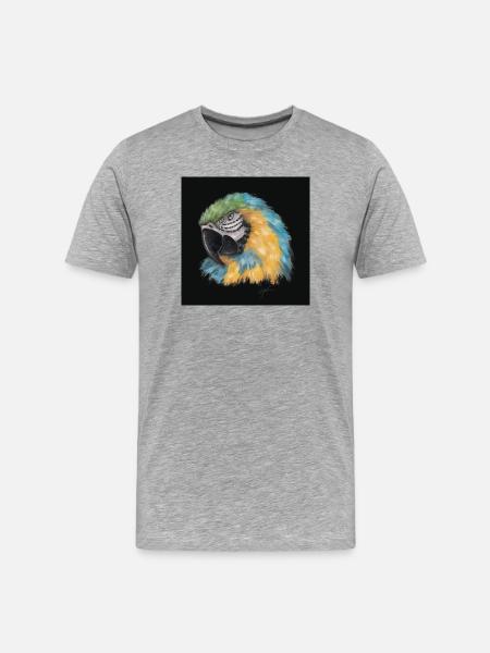Farbiger Papagei mit aquarellartigem Stil - Männer Premium Bio T-Shirt - Grau meliert