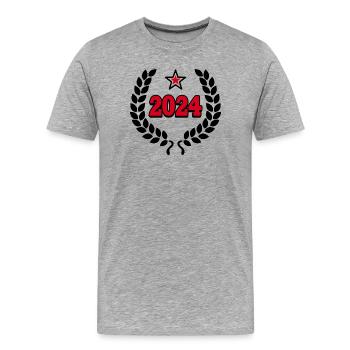 2024 - Anniversaire Anniversaire JGA Année de mariage - T-shirt bio Premium Homme - gris chiné - Devant - Damien (186cm)