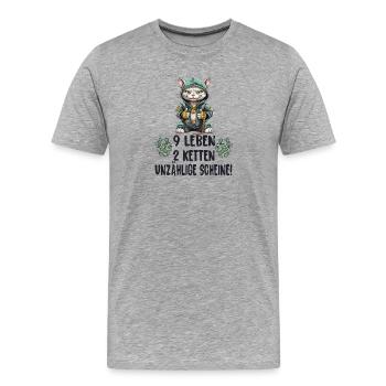 Katzen Hip Hop Design - Männer Premium Bio T-Shirt - Grau meliert - Vorne - Damien (186cm)