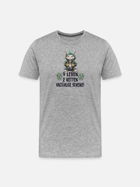 Katzen Hip Hop Design - Männer Premium Bio T-Shirt - Grau meliert